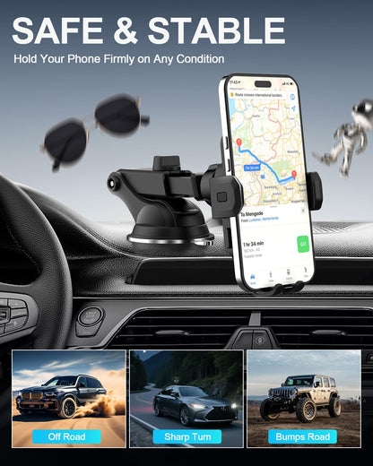 JUSAKA Wireless Car Charger,15W Fast Charging Auto Clamping Phone Holders for Your Car Compatible with iPhone 16/15/14/13, for Samsung Galaxy S24 Ultra S23 S22 S21, S20, S10+ (Black)