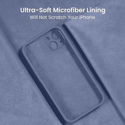 FireNova Designed for iPhone 15 Plus Case, Silicone [Camera Protection] Case with [2 Screen Protectors], Soft Anti-Scratch Microfiber Lining Inside, 6.7 inch, Lavender Gray