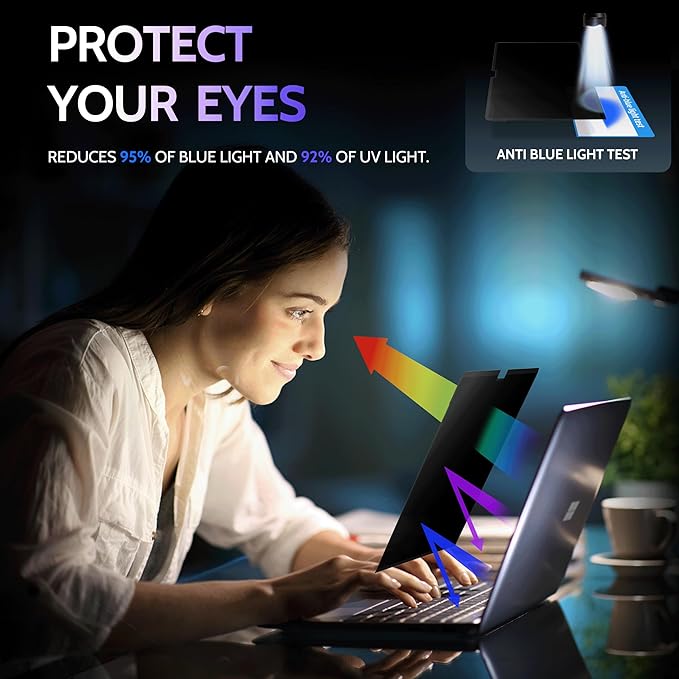 Peslv Privacy Screen for 15 Inch Surface Laptop 6/5/4/3/2/1, MagicSuction™ Removable Anti Spy Black Protector, Glare Blue Light Filter for Microsoft Laptop Computer Monitor
