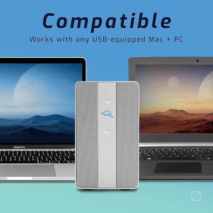 OWC 16TB Mercury Elite Pro Dual USB-C/Thunderbolt 3 External Raid Storage Enclosure with 3Port HUB for Mac and PC