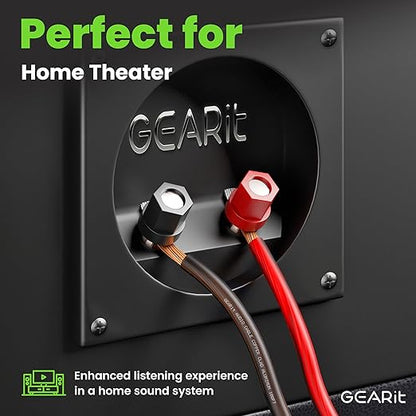 14 Gauge Car Speaker Wire, GearIT Pro Series (100 Feet, Soft Touch Translucent Red / Black) Copper Clad Aluminum CCA 14 AWG Automotive Car Speaker Wire for Car Stereo, Car Audio Wiring Kit - 100ft