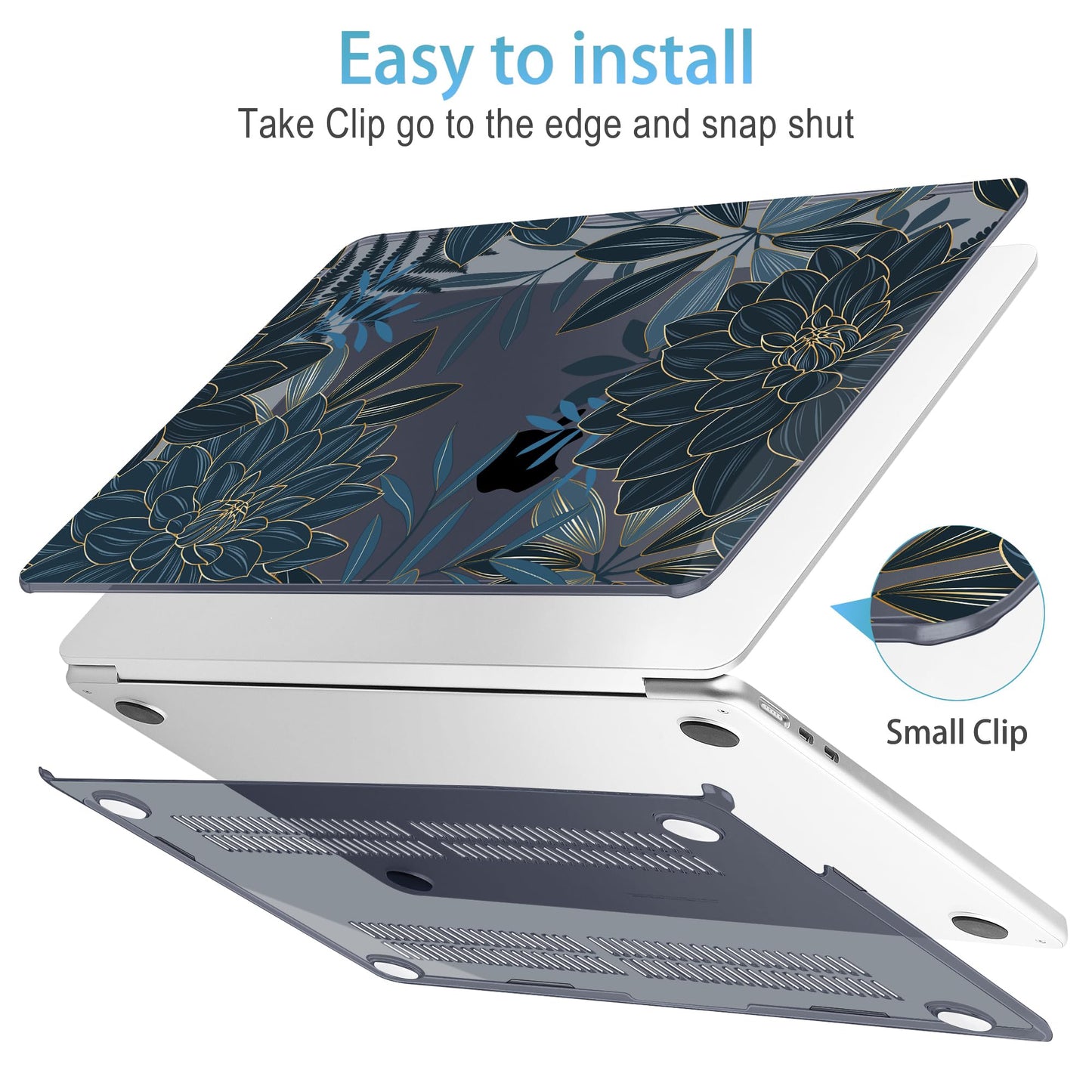 Mektron for 2026 MacBook Air 13-inch M5 Laptop Case A3449 with 13.6-inch Liquid Retina Display Fits 2025 A3240 M4 2024 A3113 M3 2023 A2681 M2 Printed Shell for MacBook Air 13.6", Dahlia Flower C035