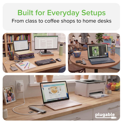 Plugable USB C Hub Multiport Adapter: 9-in-1 with 140W PD Charging, 4K 60Hz HDMI, 10Gbps Data Transfer, Gigabit Ethernet, SD for USBC, USB4, Thunderbolt MacBook, Windows, Chromebook (USBC-9IN1E)