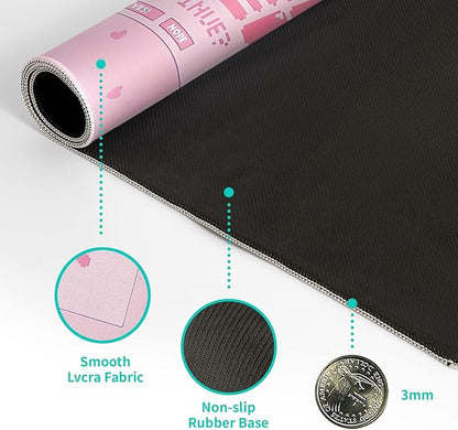 Pink Gaming Mouse Pad 31.5x11.8 Inch Pastel Game Over Large Mousepad Kawaii Office Decor for Women Non-Slip Rubber Base Stitched Edges Keyboard Mouse Mat Desk Pad for Office Home and Game