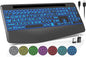 Wireless Keyboard with 7 Colored Backlits, Wrist Rest, Phone Holder, Rechargeable Ergonomic Computer Keyboard with Silent Keys, Full Size Lighted Keyboard for Windows, Mac, PC, Laptop (Large Print)