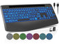 Wireless Keyboard, 7 Colored Backlits, Wrist Rest, Phone Holder-Rose gold