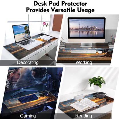 Galdas Gaming Mouse Pad XXL XL Large Mouse Pad Mat Long Extended Mousepad Desk Pad Non-Slip Rubber Mice Pads Stitched Edges Thin Pad (31.5x11.8x0.12 Inch)-Sunset Beach