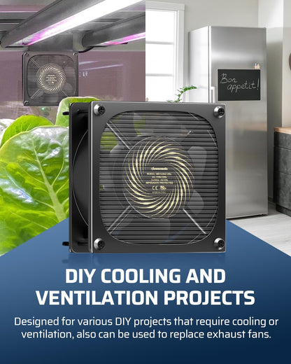 DEWENWILS Exhaust Fan 120V AC, Waterproof Ventilation Fan 30 Mesh Metal Filter, 120mm x 38mm, Dustproof DIY Cooling Fans for Reptile Pet Enclosures Cabinet, 2850RPM 90CFM UL Listed, 2 Pack