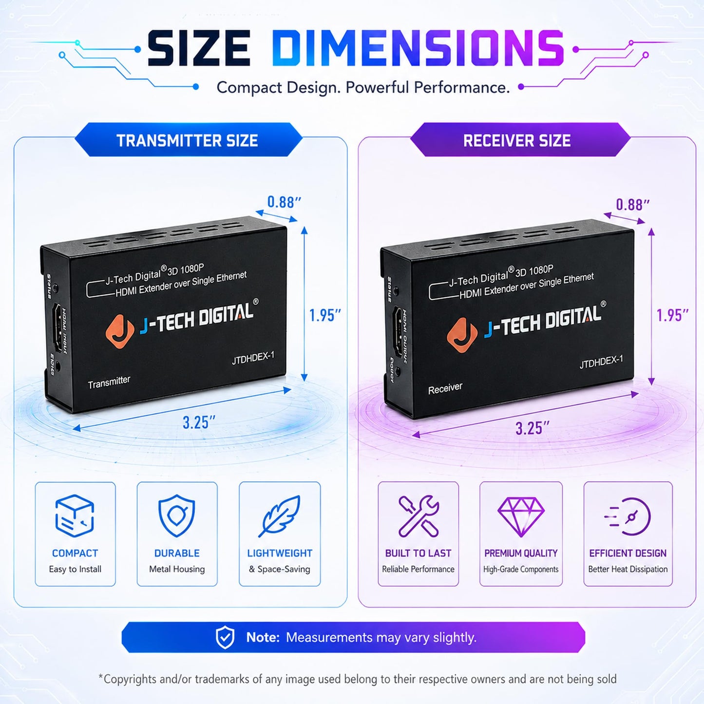 J-Tech Digital HDMI Extender over cat5e/6 1080P@200ft HDMI Balun Over Single Ethernet Supports EDID Copy Compatible with Dolby Digital DTS