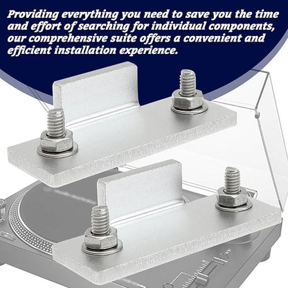 Turntable Dust Cover Hinges - Repair Tabs and Hinge Brackets for Technics SL-D2 3200 B2 Q2 D3 - Includes 2-Brackets, 4-Screws, 4-Washers, and 4-Nuts - Easy Installation for Turntable Dust Cover Repair