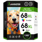 fannster 68XL Ink Cartridges Black Color Combo Pack Replacement for HP 68 Ink Cartridges, Compatible with HP Envy 6155e 6555e 6152e 6552e 6558e Printers (1 Black 1 Tri-Color)
