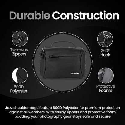 Tamrac Jazz 45 v2.0 Camera Bag for Photographers, Camera Case for Photography Accessories, Shoulder Bag for DSLR and Mirrorless Cameras, Crossbody Camera Bag, Travel Camera Carrying Case – Black