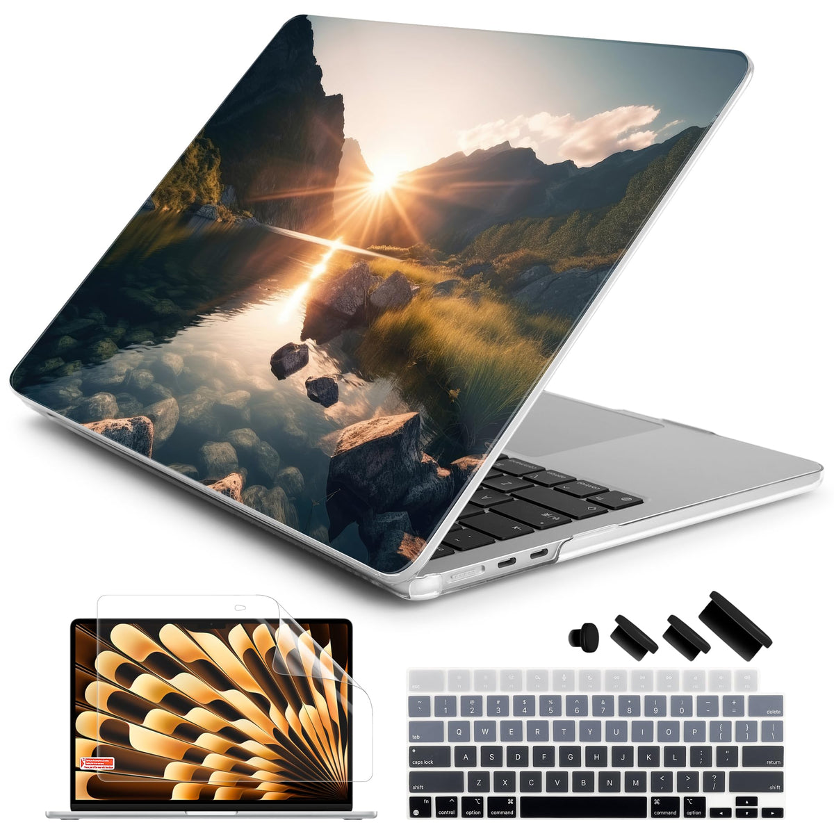 Batianda Case for MacBook Air 15" with M5 M4 M3 M2 Chip, Golden Lotus