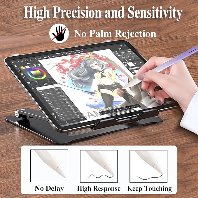 Acitve Stylus Pens for Touch Screens, iPad Pencil with 4 POM Tips Magnetic Stylus Pen for iPad/Pro/Air/Mini/iPhone/Samsung/Huawei/Lenovo/iOS/Android and Other Smartphone Devices - Purple