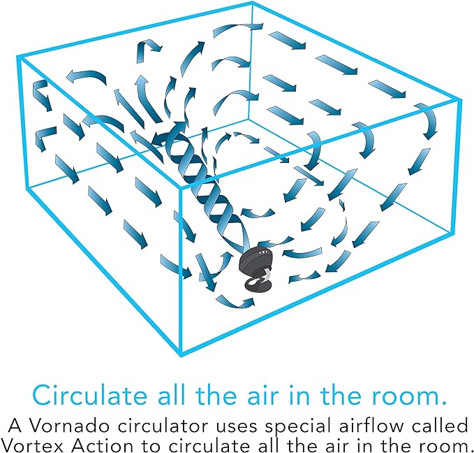 Vornado 560 Whole Room Air Circulator, Medium Floor 4 Speeds, Adjustable Tilt, Easy to Clean, Quiet Fan for Home, Office, Bedroom, Black