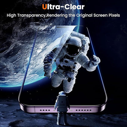 UniqueMe for iPhone 14 Pro Screen Protector - [Military Grade Shatterproof & 9H+ Hardness] Screen Protector 14 Pro Tempered Glass Full Coverage Protection, Easy Installation, 2 Packs