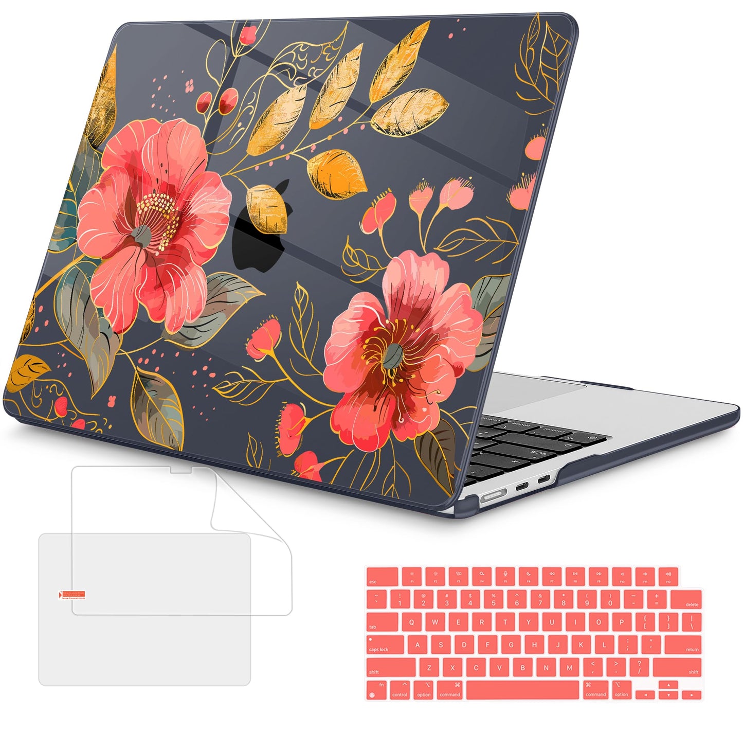 Mektron Case for 2026 MacBook Air 15 INCH M5 A3448 Compatible with M4 A3241 /M3 A3114 /M2 A2941 Printed Plastic Hard Shell Cover with 15.3" Liquid Retina Display Touch ID- Floral C339
