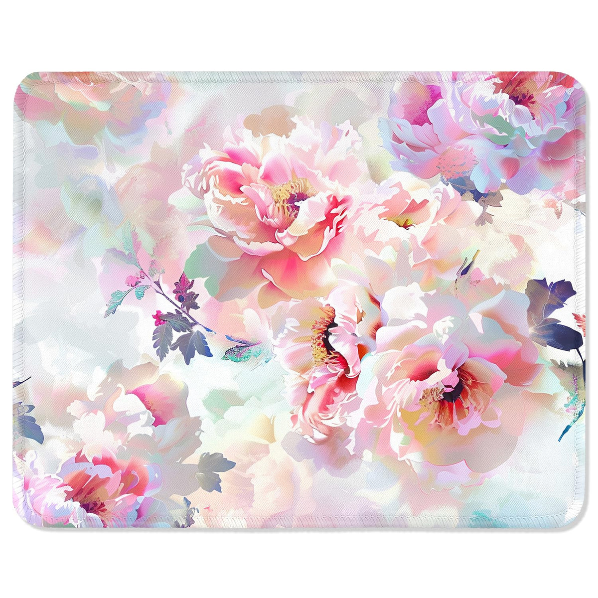 ITNRSIIET Mouse Pad with Stitched Edge Premium Textured Smooth Precise Operation Waterproof Washable Non-Slip Rubber Base Desktop Protection Mat, 10.2×8.3×0.12 inches, Rose Gold Leopard Print