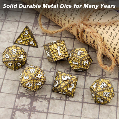 PJOY Metal D&D Dice Set for Dungeons and Dragons Dice with Case Meteorite Black Gold Glitters 7PCS 16mm Role Playing Cool DND Gifts for Players DM Board Game Masters