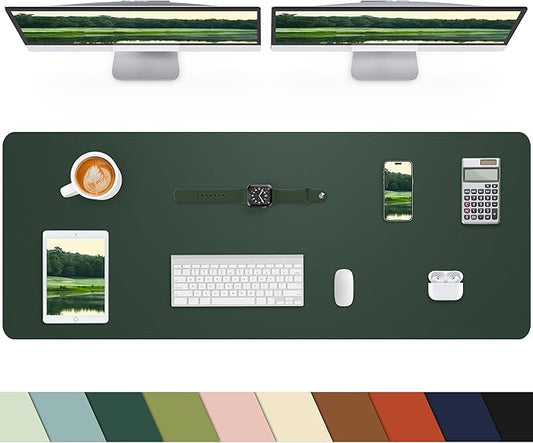 Extra Large Desk mat, Leather Desk Pad Protector,Office Desk Mat,Mouse Pad, Non-Slip Desk Blotter, Laptop Desk Pad, Waterproof Desk Writing Pad for Office&Home (Dark Green, 55" x 17")