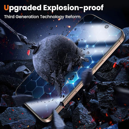 UniqueMe for iPhone 16 Pro Max Privacy Screen Protector, [Military Grade Shatterproof & 9H+ Hardness] Privacy Screen 16 Pro Max Tempered Glass Full Coverage Protection, 2 Packs