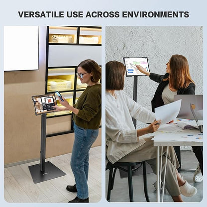 AboveTEK Security iPad Kiosk Floor Stand, Anti-Theft POS Tablet Stands for Retail Business, Height Adjustable Tablet Floor Stand, 360° Swivel Universal Locking Holder Fits 9.7"-13" iPads/iPad Pro/Air
