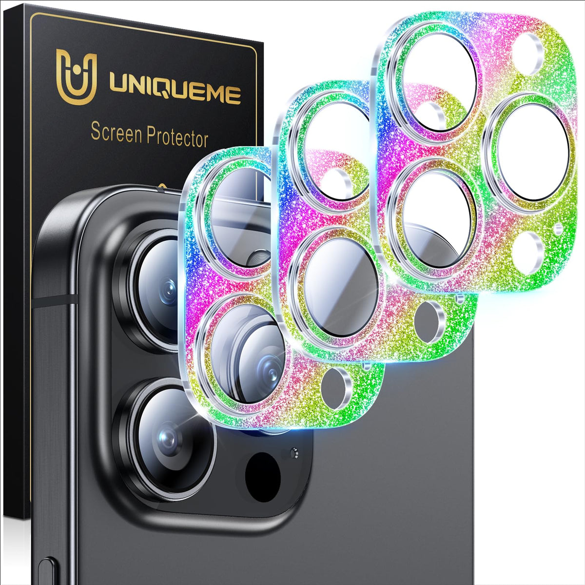 UniqueMe for iPhone 13 6.1"/13 Mini 5.4" Camera Lens Protector-Black Circle
