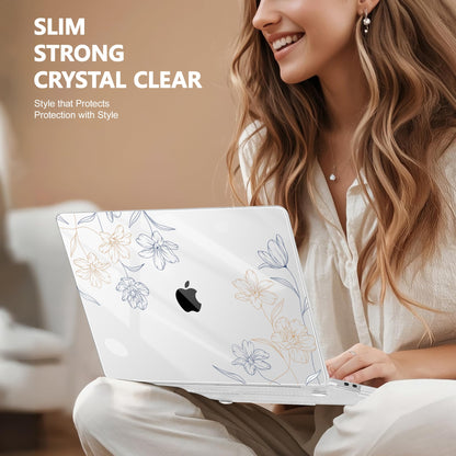 Lepeoac Case for MacBook Pro 13 inch Case M2 2022-2016 A2338 M1 A2251 A2289 A2159 A1989 A1708 A1706, Plastic Hard Shell + Keyboard Cover + Dust Plug, Floral