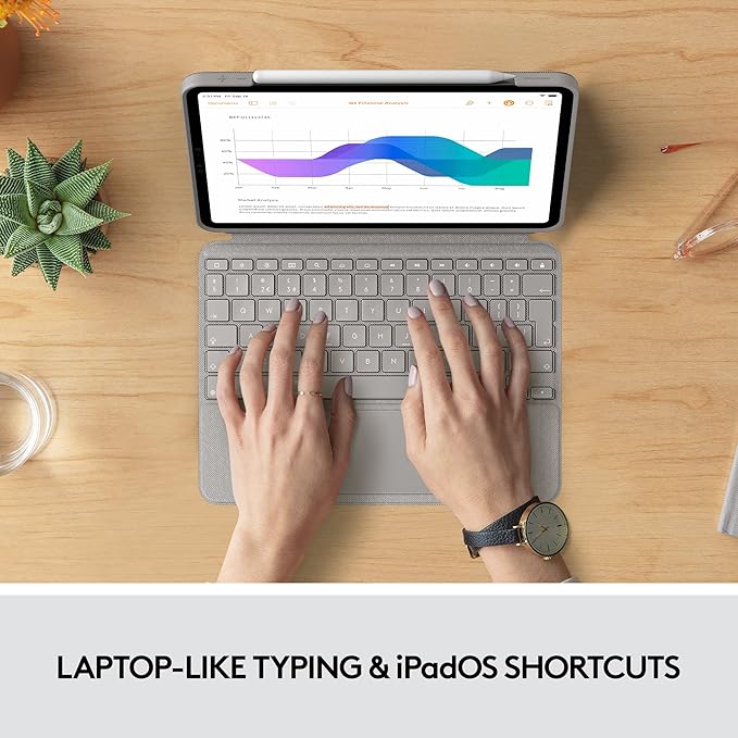 Logitech Combo Touch iPad Pro 11-inch (1st, 2nd, 3rd, 4th gen - 2018, 2020, 2021, 2022) Keyboard Case - Detachable Backlit Keyboard, Click-Anywhere Trackpad - Sand; USA Layout