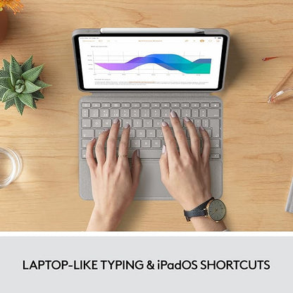 Logitech Combo Touch iPad Pro 11-inch (1st, 2nd, 3rd, 4th gen - 2018, 2020, 2021, 2022) Keyboard Case - Detachable Backlit Keyboard, Click-Anywhere Trackpad - Sand; USA Layout