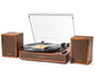Vinyl Record Player with External Speakers, 3 Speed Vintage Stereo Turntable for Vinyl Records, Bluetooth Input, Auto Stop & Belt Driven System, RCA Out and Aux in - Brown