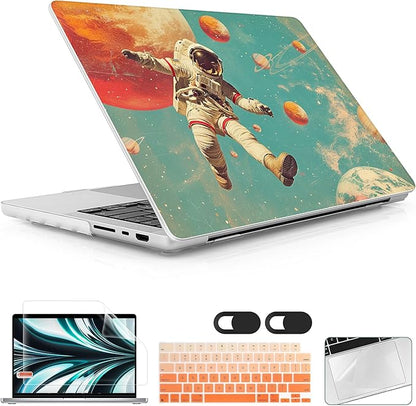 for MacBook Pro 16 inch Case 2021 2022 2023 2024 Release A3186 A3403 M4 A2991 M3 A2780 M2 A2485 M1 Pro/Max, Hard Shell Case with Screen Protector & Keyboard Cover, Astronaut Floating