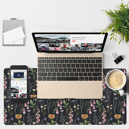 NITAHHHY Large Mouse Pad Field Flowers Gaming Desk Pad Computer Keyboard Non-Slip Waterproof Mouse Mat with Rubber Base and Stitched Edges Entertainment Office Writing Desk Mat 35.4 x 15.7 Inches