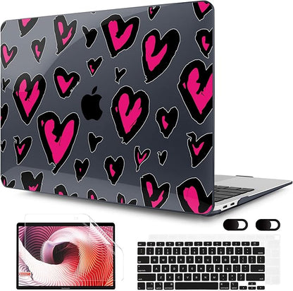 MEEgoodo for MacBook Air 13 inch Case 2021 2020 2019 2018 Released A2337 M1 A2179 A1932 with Touch ID, Plastic Hard Shell & Keyboard Cover Compatible with MacBook Air Case 13.3, Handwritten Heart