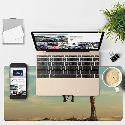 A Elephant Gaming Mouse Pad 3mm Thick Stitched Edge Waterproof Non-Slip Large Computer Keyboard Mouse Mat,Suitable for Office Entertainment Decorative Desk Pad 35.4 x 15.7 Inches