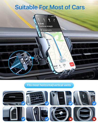 andobil 2026 Upgraded Car Phone Holder Mount, Military-Grade Phone Holders for Your Car Vent Ultra-Stable Metal Clip Universal 360° Cell Phone Car Mount for iPhone 17 Pro Max 16/15/14/13/12/ Samsung