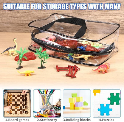 6 PCS Waterproof Toy Storage Bags With Zipper, Clear Toy Storage Organizer, Portable Organizer For Blocks, Puzzles, Books, Board Games, Clay(Black)