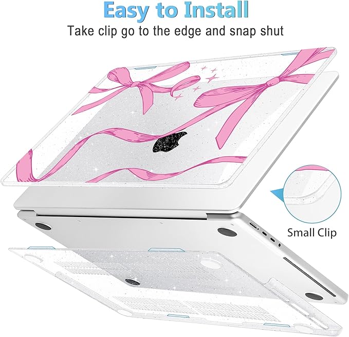 Mektron Case for MacBook Pro 16" M4 A3403 A3186 M3 A2991 M2 A2780 M1 A2485 (2021/2023/2024) Pro/Max with Touch ID, Hard Shell Plastic Laptop Cover Keyboard Cover Screen Protector, Pink Bows C246