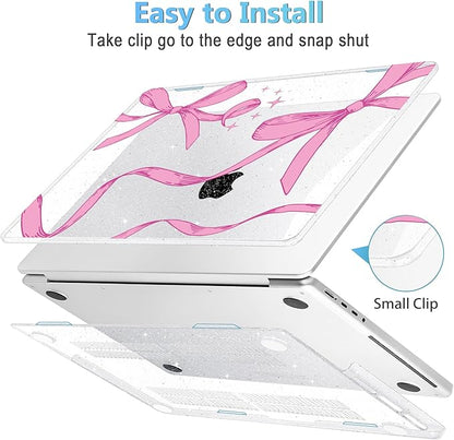 Mektron Case for MacBook Pro 16" M4 A3403 A3186 M3 A2991 M2 A2780 M1 A2485 (2021/2023/2024) Pro/Max with Touch ID, Hard Shell Plastic Laptop Cover Keyboard Cover Screen Protector, Pink Bows C246