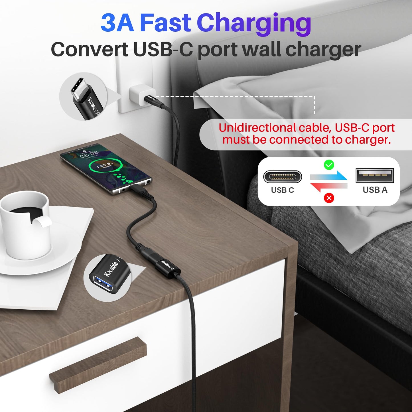 USB C to USB Female Cable 6FT, Type-C Male to USB A 3.1 Female OTG Cable, 5Gbps Data Transfer, Compatible with MacBook Pro/Air, iPhone 17 Pro Max 16/15 Series, Galaxy S25 S24/S23/S22/S21 and More