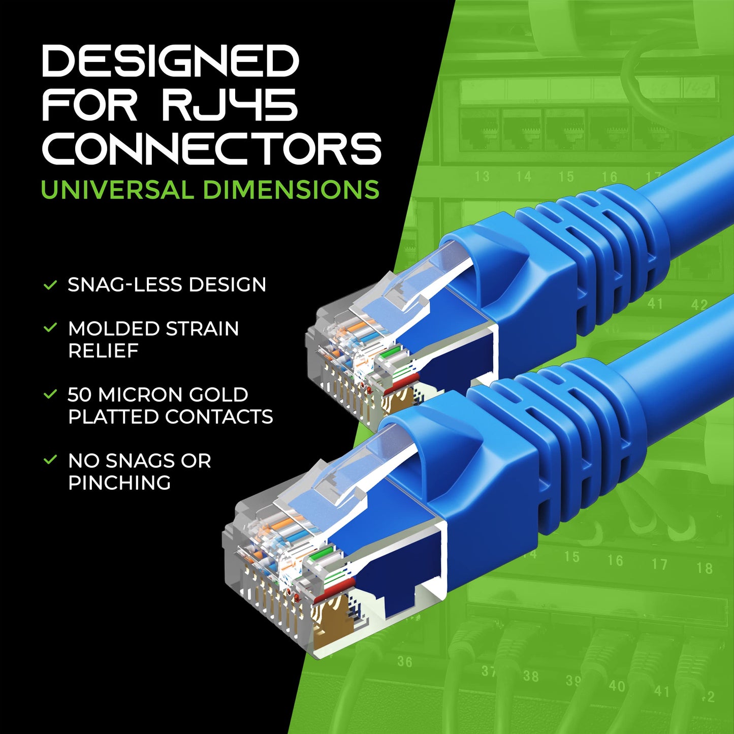 GearIT 24-Pack, Cat5e Ethernet Patch Cable 5 Feet - Snagless RJ45 Computer LAN Network Cord, Blue - Compatible with 24 48 Port Switch POE Rackmount 24port Gigabit