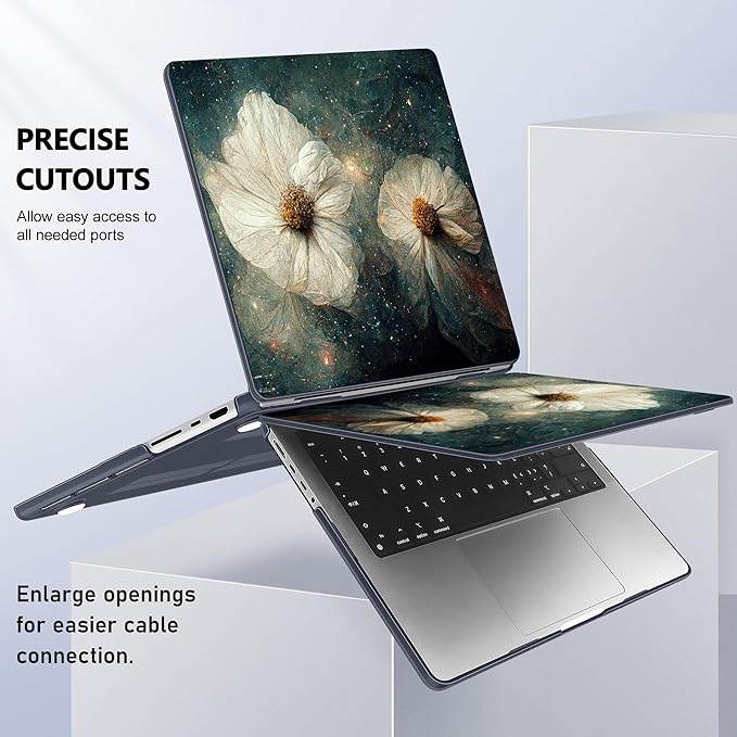 for MacBook Pro 16 inch Case 2021 2022 2023 2024 Release A3186 A3403 M4 A2991 M3 A2780 M2 A2485 M1 Pro/Max, Hard Shell Case with Screen Protector & Keyboard Cover, Sky Flower