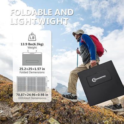 200W Portable Solar Panel for Power Station, 24% High Efficiency ETFE Foldable Solar Panel Charger, IP68 Waterproof, Compatible with Solar Generator for Camping RV Outdoor