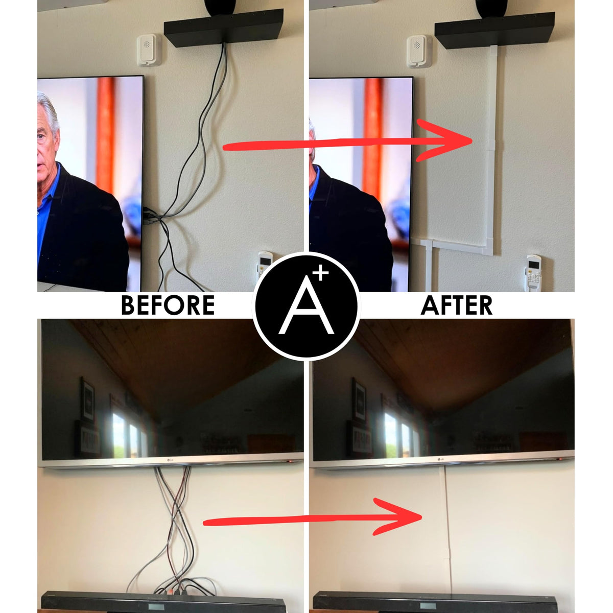 A+ ELECTRIC Cord Cover Full Kit, 26ft/315in Self-Adhesive Cable Raceway, 20 Snap-On Channels, Wire Hider for TV, HDMI & Speaker Cables, Includes Connectors & Corners, Paintable Cable Management, White