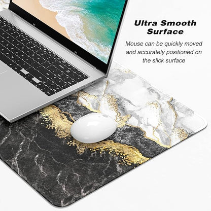 Extended Gaming Mouse Pad, XXL Large Mouse Mat 30 x 14 Inch, Big Computer Keyboard Mousepad, Waterproof Desk Pad with Stitched Edges and Non-Slip Base for Office Gaming, Black Cracked Marble