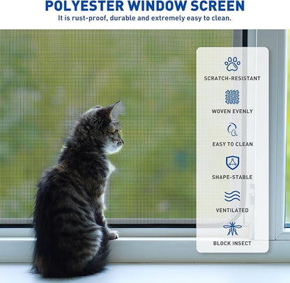 MAGZO Pet Proof Window Screen Replacement Mesh Roll, 37.4in × 16.4ft Upgraded Thicker 360g/m² Heavy Duty Polyester Screen Mesh for Dog Cat Protector, Ideal for Patio Porch Sliding Repair Kit 14x11Mesh