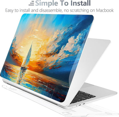 Batianda Premium Case for New MacBook Air 15 inch 2025 M4 2024 2023 with M3 M2 Chip Model A3114 A2941, Designed Protective Plastic Hardshell & Keyboard Cover & Screen Protector, Sail
