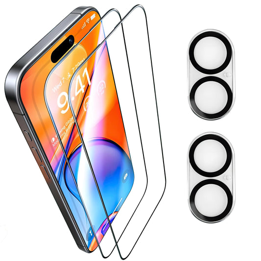 ARERCO 2 Pack Screen Protector for iPhone 16 Pro +2 Camera Lens Cover