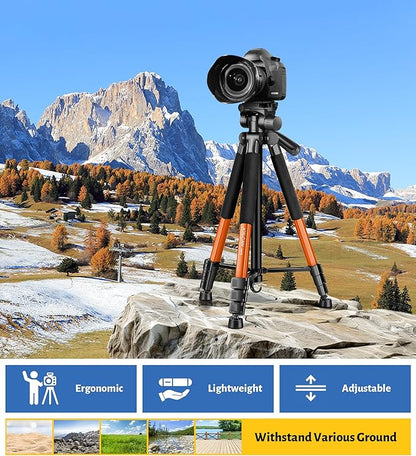 JOILCAN Tripod for Camera, 67" Heavy Duty Camera Tripod, Phone Tripods for Video Recording Photo Vlog, Aluminum Tripods with Holder & Travel Bag for Cameras DSLR iPhone Projector Laser