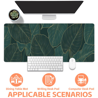 NIYLYNSYN Mouse Pad Large Monstera Line Art Non-Slip Gaming Desk Mat with Stitched Edge Laptop Keyboard Desk Pad for Work Home Gaming (35.4 x 15.7 Inches)